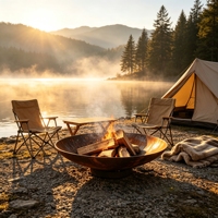 Brasero portable en acier inoxydable robuste pour camping, extérieur, patio, jardin, pique-nique, arrière-cour, sans fumée, pour brûler du bois