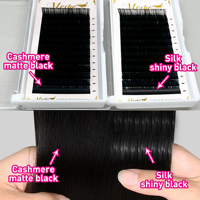 Vente en gros Extensions de cils noir mat foncé Volume individuel Plateau à cils en vison de soie Marque privée Plateau d'extension de cils en cachemire