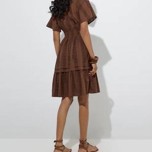 Robe longue midi en lin de haute qualité pour femmes, robe élégante à volants, style bohème, robe maxi décontractée - Product Image 4