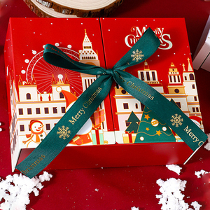 Boîte <span class=keywords><strong>de</strong></span> cadeau <span class=keywords><strong>de</strong></span> Noël personnalisée <span class=keywords><strong>de</strong></span> luxe <span class=keywords><strong>de</strong></span> haute qualité Double porte avec ruban Xmas Favor <span class=keywords><strong>Deco</strong></span> Embossé <span class=keywords><strong>Carton</strong></span> ondulé - Product Image 4