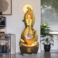 Fontaine d'eau en résine en forme de gourde de style chinois, élément aquatique circulant, ornement Feng Shui pour salon, bureau, décoration intérieure
