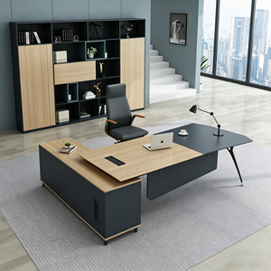 Bureau de direction moderne en bois avec armoire, <span class=keywords><strong>table</strong></span> d'ordinateur pour bureau à domicile - Product Image 2