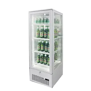 Refrigerador de vidrio de cuatro lados Sistema de enfriamiento de aire Enfriador de bebidas vertical