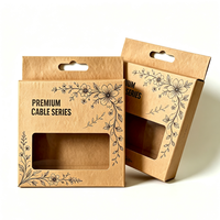 Boîte d'emballage suspendue en papier kraft durable, personnalisée avec fenêtre découpée en PVC transparent pour la commercialisation d'accessoires électroniques grand public