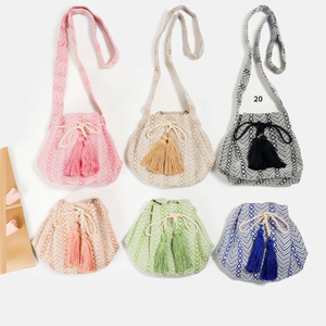 BOLSO Étnico Geométrico Tipo Cubo 21x24cm con Cordón y Borlas, Bolso Cruzado - Product Image 2