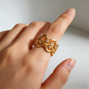 Bague de fiançailles personnalisée en or massif plaqué or 10K/14K avec diamant de laboratoire et zircon, style cluster, unisexe, pour anniversaire et fête - Product Image 5