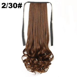 ผมหางม้าแบบลอนหยิกเป็นลอนธรรมชาติพร้อมสายรัดผมสีน้ำตาลดำ - Product Image 4