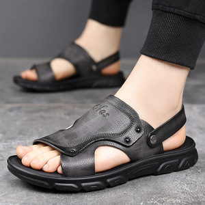 รองเท้าแตะหนังผู้ชาย พื้นยางกันลื่น ส้นสูง 1-3 ซม. รองเท้าลำลองใส่เที่ยวทะเล เดินป่า ขับรถ รองเท้าคุณพ่อ - Product Image 4