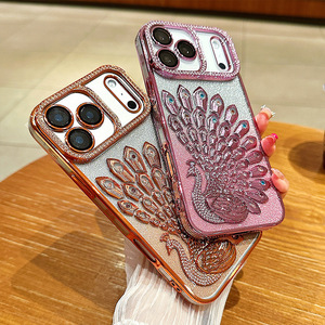 Diamante colorato pavone gradiente Glitter Design di lusso per iPhone 17 Pro Max custodia <span class=keywords><strong>Apple</strong></span> 17 strass placcato copertura del telefono - Product Image 2
