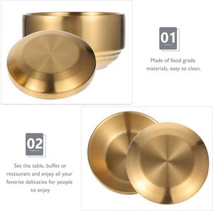 ชามสำหรับเด็กทำจากสเตนเลสสตีลสีทองพร้อมฝาปิดซีเรียลซุปกลมของหวานสลัดข้าวโพดคั่วและชามพาสต้า - Product Image 5