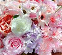 Boule de fleurs en soie rose, arche de roses brodées, décoration de table, fleurs artificielles modernes, scène de mariage