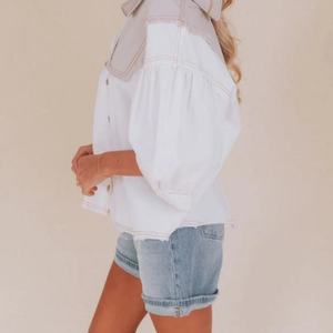 Blusas y Tops Franceses Nuevos al por Mayor para Mujer, con Mangas Abullonadas, Estilo Moderno, Tops de Manga Corta para Mujer - Product Image 4