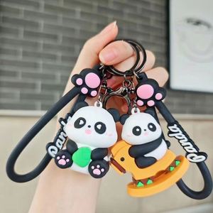 Cute Panda 3D Plush Carabiner Silicone Rubber Keychain for Boys Girls Student Backpack <b>Car</b> Pendant Promotional Gift <b>Key</b> <b>Chains</b> - Product Image 2
