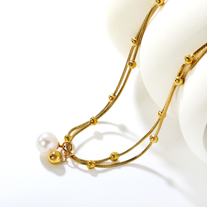 Conjunto de Collar de Perlas Apilables Minimalistas Chapadas en Oro de 18K, Collar de Perlas Barrocas y Redondas para Mujer, Venta al por Mayor Personalizada - Product Image 5