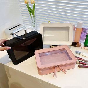 Trousse de Toilette et de Maquillage Transparente en PVC et Cuir PU pour Femme avec Logo Personnalisé, Étanche, à Fermeture Éclair, pour Voyage - Product Image 4