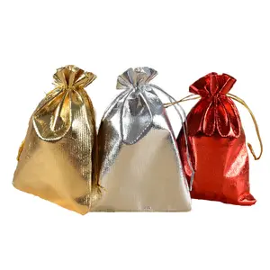 الجملة الذهب الرباط حقائب مصنوعة من القماش جميل عيد الميلاد مجوهرات الحقائب بريق الأورجانزا الفوال أكياس حفل زفاف الذهب الأحمر الكتان