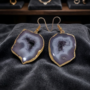 Boucles d'oreilles en pierres naturelles Druzy HA de haute qualité, plaquées argent, style vintage, pour femmes, bijoux en fil d'oreille, vente en gros Rajasthan - Product Image 4