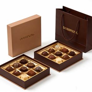 Boîte à bonbons noire vide avec couvercle et base, emballage avec insert en blister pour l'expédition de cadeaux en papier, simple ou double couche - Product Image 1