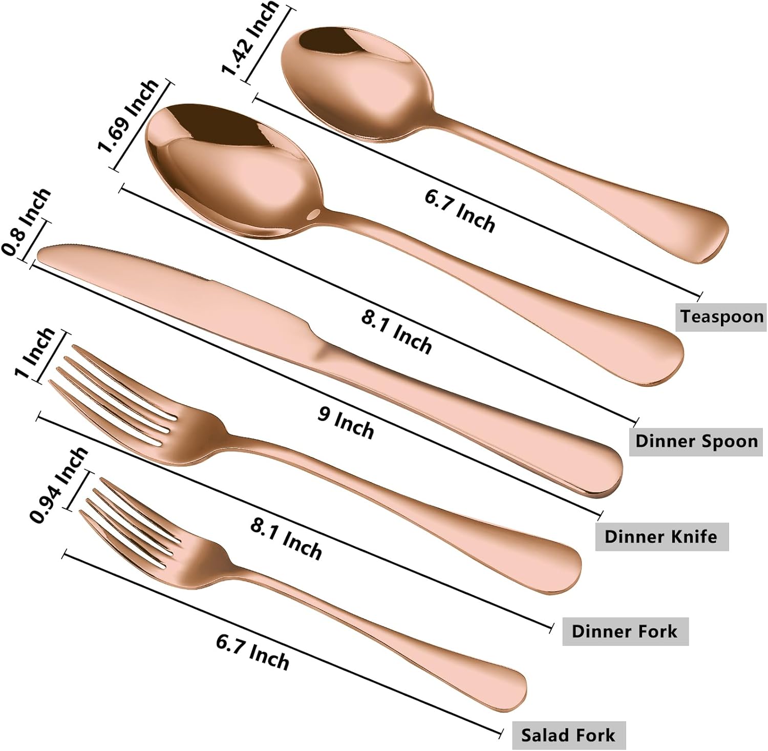 ชุดเซ็ต 5 ชิ้น สีโรสโกลด์
