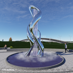 <span class=keywords><strong>Fontana</strong></span> Scultorea Astratta in Acciaio Inossidabile Lucidato a Specchio Vincentaa, <span class=keywords><strong>Arte</strong></span> Pubblica per Piazze Esterne - Product Image 5