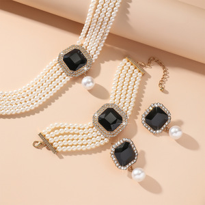 Set di Gioielli di Lusso di Alta Gamma con <span class=keywords><strong>Perle</strong></span> Naturali Bianche Geometriche: <span class=keywords><strong>Collana</strong></span> Girocollo, Orecchini e Bracciale, Grado AAAA, <span class=keywords><strong>Grandi</strong></span> Strati - Product Image 5