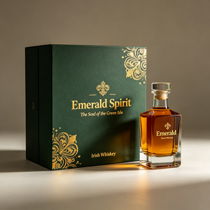Boîte cadeau écologique personnalisée pliable avec fermeture à rabat, dorée à chaud, pour bouteille de whisky <span class=keywords><strong>irlandais</strong></span> triple distillé - Product Image 2
