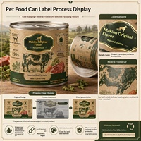 Étiquettes personnalisables en PVC pour aliments pour animaux de compagnie et autocollants adhésifs pour produits en conserve/bouteille pour chiens et chats