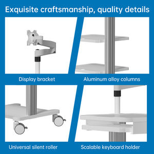 Carrito Médico de Aluminio y Plástico ABS de Alta Resistencia, 4 Estantes Ajustables, Capacidad de Carga de 18 kg, Móvil para Hospitales, UCI y <span class=keywords><strong>Endoscopia</strong></span> - Product Image 3