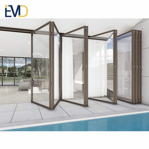Accordéon Coulissant Aluminium Bifold Pliant Double Verre Portes <span class=keywords><strong>Patio</strong></span> <span class=keywords><strong>Prix</strong></span> - Product Image 1
