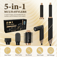 Styler multifonction 5 en 1 : Sèche-cheveux, fer à boucler automatique, baguette à boucler, brosse ronde ionique volumisante