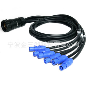 Cable de alimentación Socapex de 19 pines con divisor de conectores Powercon azules (6x) para equipos de iluminación de escenario - Product Image 1