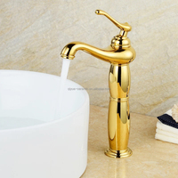 Accessoires de lavabo de salle de bain de luxe Robinet en laiton couleur or avec eau froide et chaude