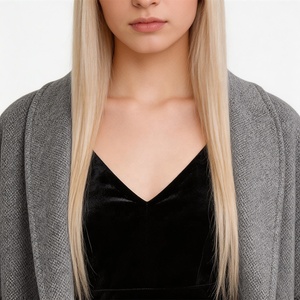 <span class=keywords><strong>Manteau</strong></span> en laine pour femme - <span class=keywords><strong>Manteau</strong></span> long d'hiver gris avec col et poignets en fourrure luxueux, veste de bureau ajustée pour le quotidien - Logo personnalisé - Product Image 4