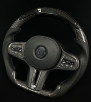 Volant chauffant à fond plat en fibre de carbone pour BMW Volante M40i X3 G01 M40i X4 M40i G02 M5 F10 F90 E60 E39 F91m8 F30 2020