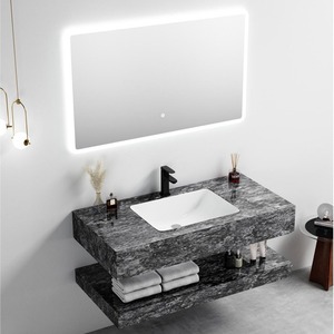 Mueble de Baño de Cerámica Integrado CR Snow Mountain Stone 100 con Espejo LED - Product Image 5