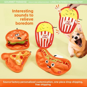 Jouets pour chiens résistants aux morsures, adaptés à la dentition, divertissants, anti-ennui, émettant des sons, design réaliste hamburger et frites - Product Image 5