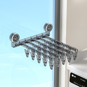 Porte-vêtements multifonctionnel en plastique à ventouse pour sous-vêtements, pliable, <span class=keywords><strong>sans</strong></span> perçage, avec pinces à chaussettes, séchoir à linge - Product Image 3
