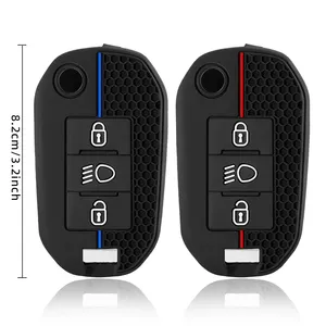 Funda de silicona para llave de coche con 3 botones para <span class=keywords><strong>Peugeot</strong></span> 208 301 308 508 5008 <span class=keywords><strong>3008</strong></span> Citroen 2010 2021 <span class=keywords><strong>2023</strong></span> - Product Image 6