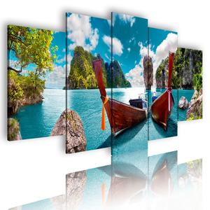 Impresión en Lienzo, Arte de Pared, Decoración del Hogar, 5 Piezas, Rosa Moderna Modular, Decoración Musulmana Taobao, Pintura al Óleo de Flores en 3D - Product Image 1