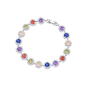 Pulsera de Cristal con Piedras Micro Pavimentadas de Colores, Diseño Redondo, Joyería para Uso Diario - Product Image 5