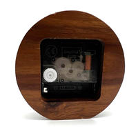 Horloge de table de chevet ronde en bois avec finition en noyer, à quartz traditionnel, avec affichage à aiguilles, fonction de répétition, certifiée CE