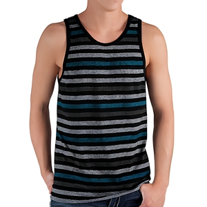 Custom Men's Loose Fit Gym <b>Stringer</b> KITTM08 Tank Top Striped Knitted Weave Casual Style Plus Size Options-Bulk Wholesale - Product Image 1