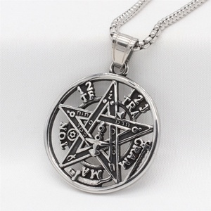 Collier pendentif pentagramme solomonic porte-bonheur en acier inoxydable original, étanche et anti-ternissement, pour femmes et hommes - Product Image 2