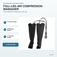 Alat Pijat Kaki Kompresi Udara 4 Ruang untuk Pemulihan Olahraga, Sepatu Pressotherapy dengan Ritsleting Penuh dan 4 Mode