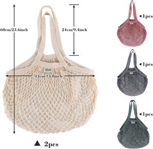 Reusable Organic Cotton Mesh Produce Bags, Washable Drawstring Bags for Grocery Shopping, Fruits and Vegetables - Product Image 4