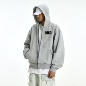 OEM Venta al por mayor Sublimación personalizada Doble cremallera Pullover <span class=keywords><strong>Sudadera</strong></span> gris American Retro Casual Hombres y mujeres <span class=keywords><strong>Sudadera</strong></span> con capucha - Product Image 2