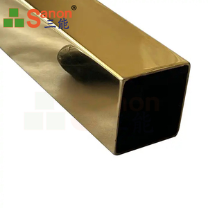 SANON Miroir de tuyau carré en acier inoxydable doré doré <span class=keywords><strong>Tube</strong></span> carré en acier inoxydable de 25mm pour salle de douche - Product Image 1