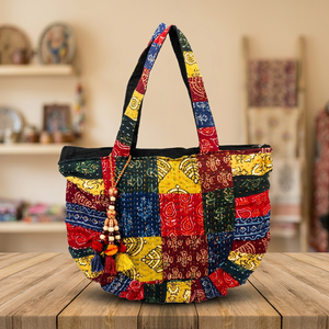 Bolso Tote de Mujer Hecho a Mano, Estilo Boho Kantha, de Algodón Multicolor Vintage, Color Sólido, Cierre Abierto, Portátil, con Dos Asas, para Verano e Invierno - Product Image 3