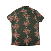 छुट्टी पहनने फैशन डबल कॉलर शैली आकस्मिक लघु आस्तीन के साथ हवाई aloha ढीला शर्ट बटन