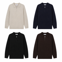 Pull en maille demi-zip pour homme, style preppy côtelé 7GG, à manches longues, chaud et respirant, idéal pour l'automne – Vente en gros directe usine
